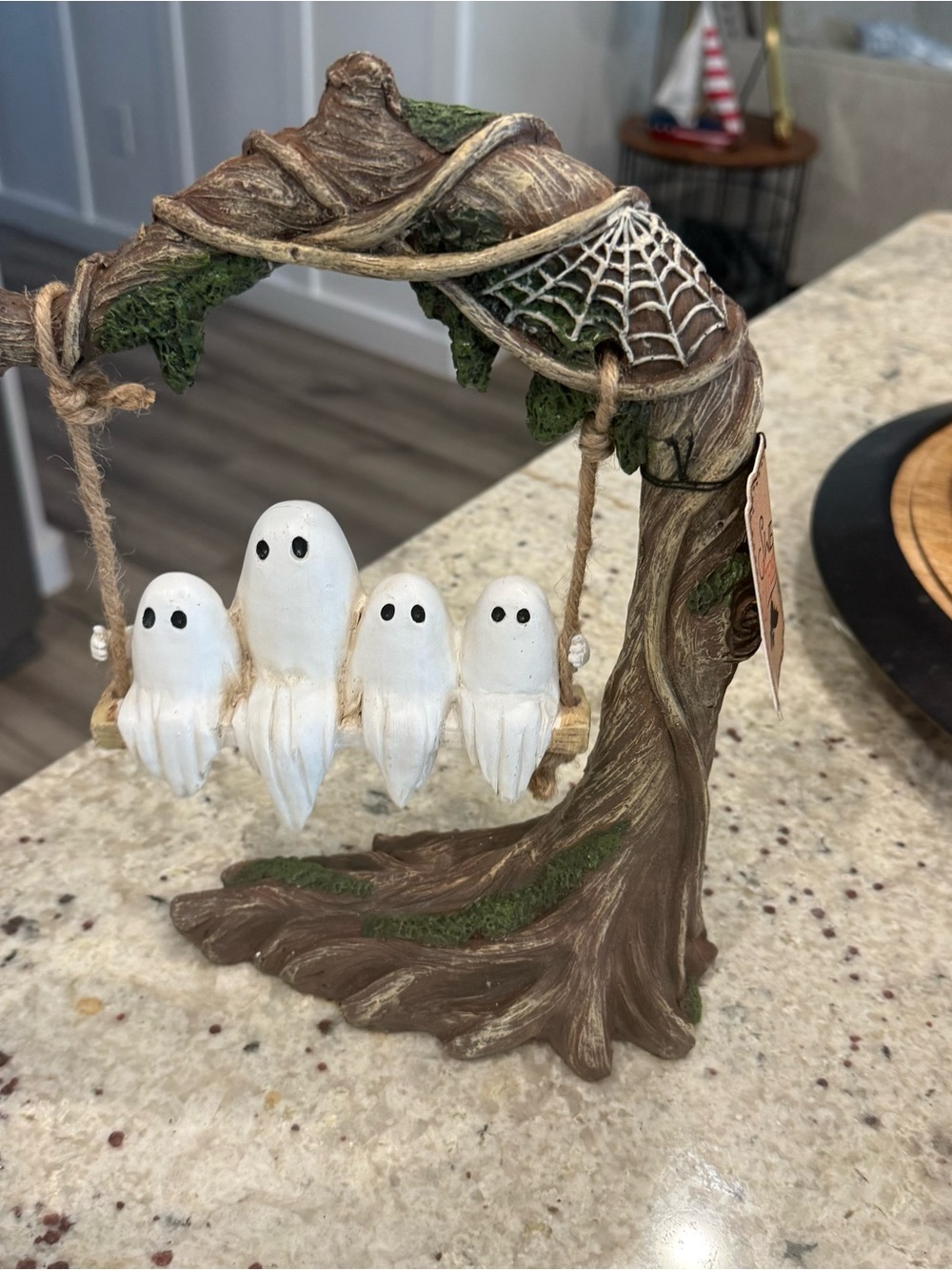 White Ghost Swing Halloween Figurine Holiday Decor